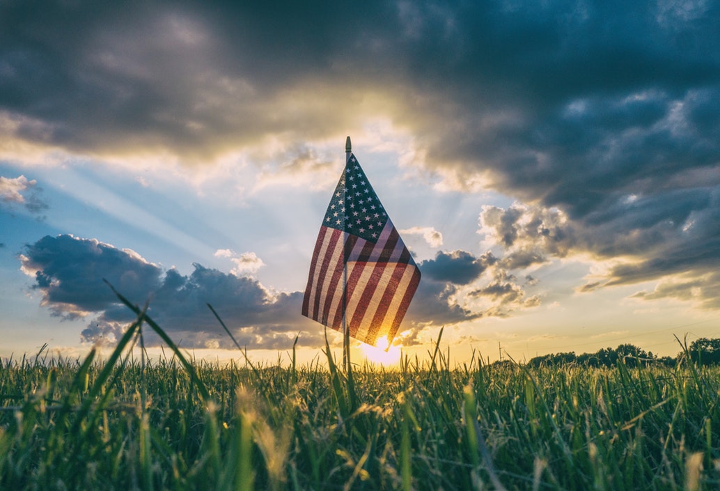 US Flag in a field